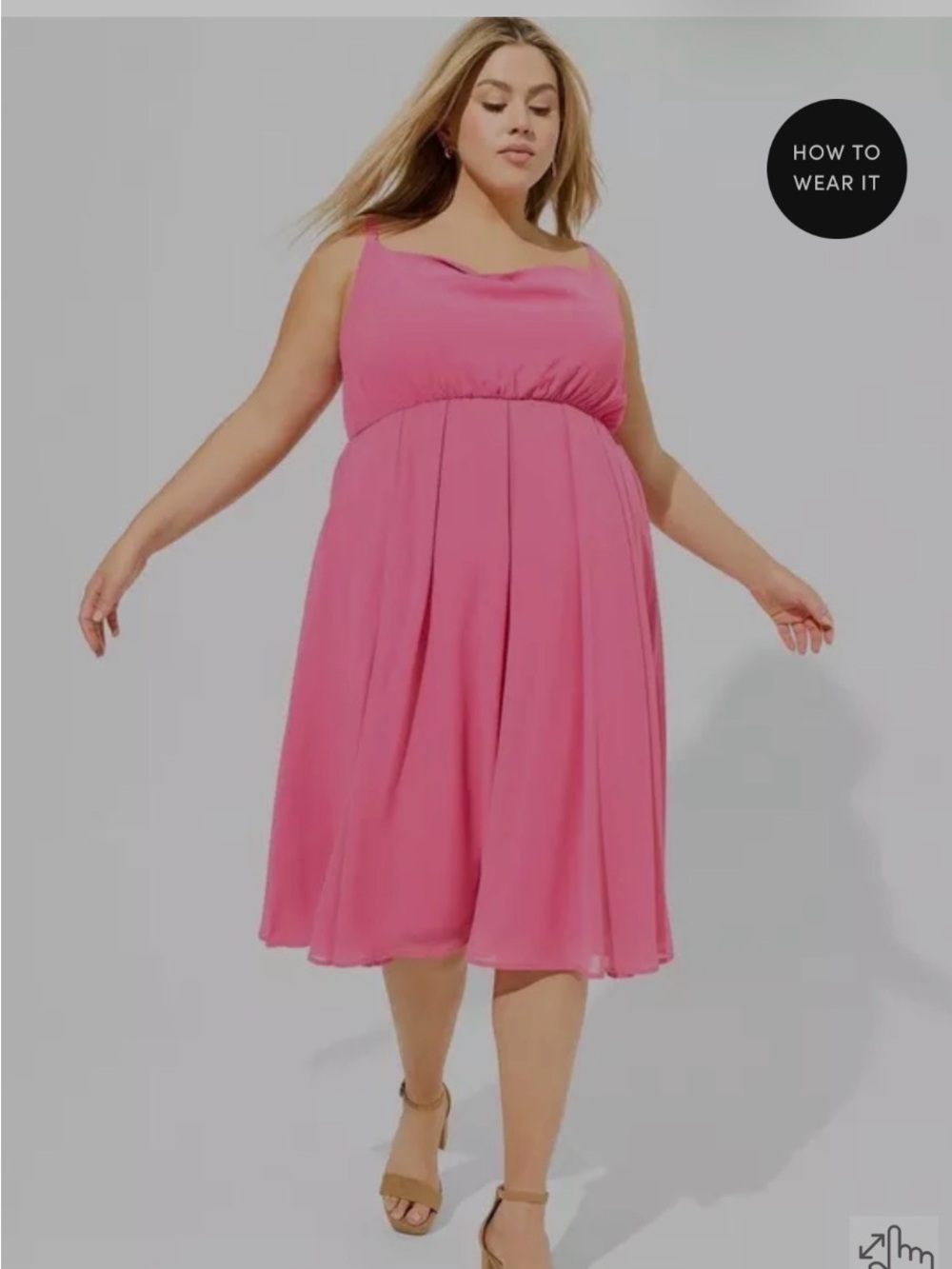 Maxi Chiffon Cowl Neck Pleated Dress